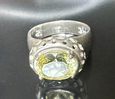 Anillo de cuarzo limón plata esterlina 925 vintage cuarzo limón talla 10 Foto 1 de 4