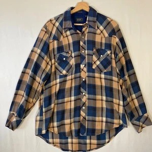 VIP Long Sleeve Pearl Snap Button Down Shirt Mens Size L - Picture 1 of 9
