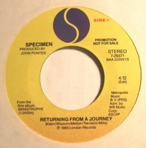 SPECIMEN * 45 * Returning From A Journey * 1983 * MINT *DJ PROMO Stereo USA SIRE - Picture 1 of 2