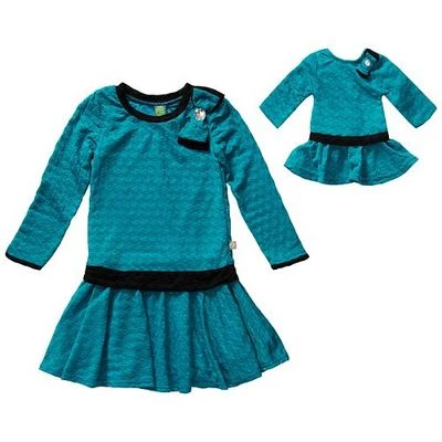 Dollie Me Girl 4-14 and Doll Teal Black Drop Waist Dress Clothes American Girl - Image 1 of 2