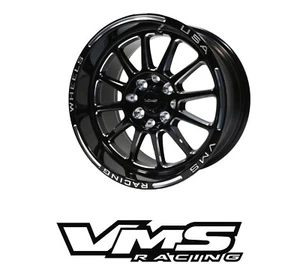 15X8 VMS RACING BLACK HAWK BLACK POLISHED DRAG RIM WHEEL 4X100/4X114 ET20 - x1 - Picture 1 of 6