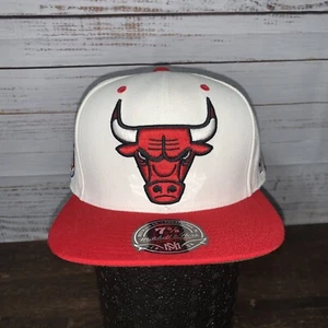 Mitchell & Ness Chicago Bulls Hat Cap For Jordan Retro White Red 7 5/8 - Picture 1 of 7