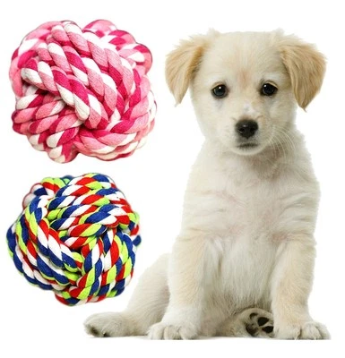 1Pcs Funny Durable Cotton Braided Colorful Rope Ball Puppy Dog Pet Chew Toys S/M - Image 1 of 4