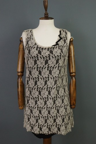 BOTTEGA VENETA Abito blusa Bottega a rete floreale senza maniche linea A taglia M