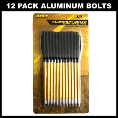 12 ALUMINUM METAL ARROWS BOLTS FOR 50 & 80 lb PISTOL CROSSBOW ARCHERY XBOW DOZEN - Image 1 of 3