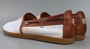 Moncler Mens Leather/Canvas Loafers in Brown/White Size 43 EU | 10 US - Picture 1 of 12
