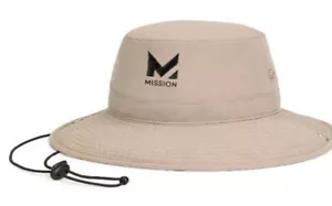 Cappello unisex a secchiello Mission Khaki Cooling UPF 50 tesa larga Boonie con coulisse nuovo con etichette - Foto 1 di 6