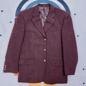 Christian Aujard 3 Button Wool Blend Blazer Sport Coat Men 38R / 97R Maroon - Picture 1 of 13