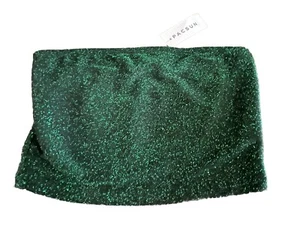 PacSun LA Hearts Green Glitter Sparkly Tube Top Bandeau Strapless Stretchy XS - Picture 1 of 9