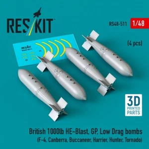 1/48 Reskit RS48-0511 British 1000lb HE-Blast, GP, Low Drag bombs (4 pcs) (F-4, - Picture 1 of 1