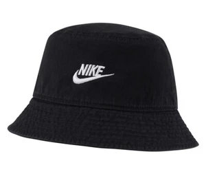NEW NIKE SWOOSH BUCKET HAT *BLACK* MENS PLAIN FISHERMAN SUMMER SPORTS FITTED CAP - Picture 1 of 2