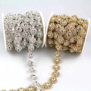 Aplique de cadena de diamante de cristal brillante hágalo usted mismo vestido de boda decoración - Imagen 1 de 12