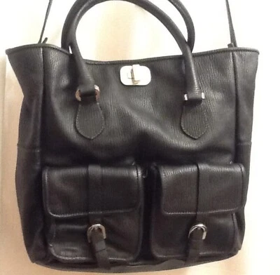 Bolso de Hombro Malva SRL Borsa en Pelle Cuero Italiano Negro con Bolsa para el Polvo Nuevo con Etiquetas Foto 1 de 4