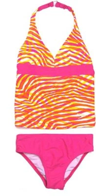 Traje de baño Speedo Tankini para niña 2 piezas de nailon/lycra naranja/rosa, talla 14, nuevo Foto 1 de 4