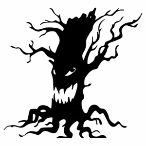 6.3" CREEPY TREE Vinyl Decal Sticker Car Window Laptop Halloween Horror Scary - Picture 1 of 25
