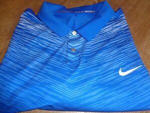 Nike Dri Fit Tiger Woods Collection Size Mens 2XL Golf Shirt TW Blue Spandex