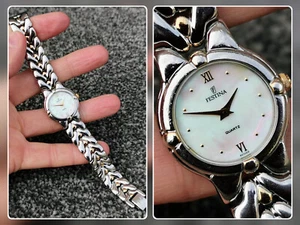 Festina Watch Round Mother-Of-Pearl Dial Gold-Plated Two-Tone Bracelet - Picture 1 of 15