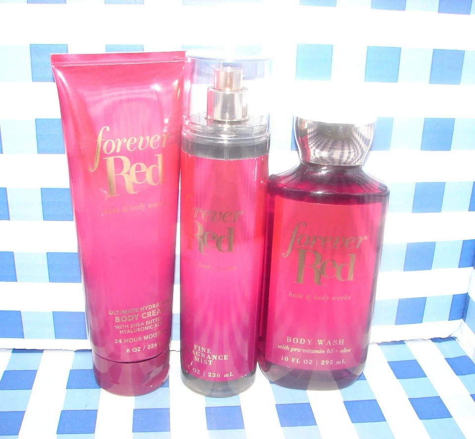 Bath & Body Works FOREVER RED  Body Cream Shower Gel Fragrance Mist Lot of 3 - Image 1 of 1