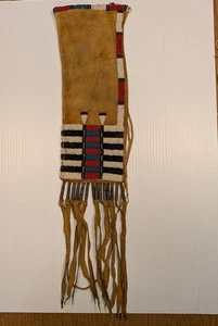 Native American Indian Beaded Tobacco Medicine Bag ~13 Inches Long plus fringe - Picture 1 of 7