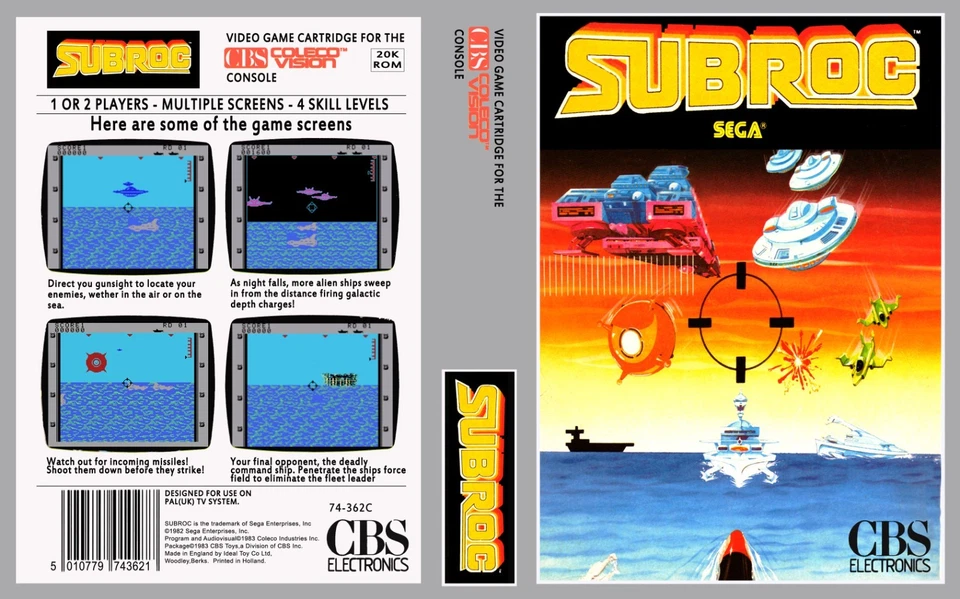 Subroc ColecoVision Cover Art Work + Game Box Only - Image 1 of 1