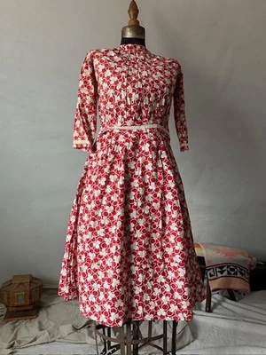 1930s French Printed Cotton Handmade Farm Dress - Image 1 of 4