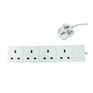 pro elec 1 m 4 Gang Power Strip Extension Cord Mains Plug - White,4g1mwhite3 - Picture 1 of 1