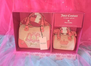Juicy Couture Lover's Club 2 Pc Mommy and Me Satchel Crossbody set in Pink - Picture 1 of 1