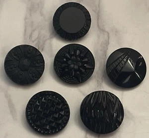 Vintage Czech Black Glass Buttons Button Lot 139-38 - Picture 1 of 12