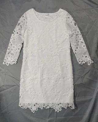 Elegantes Spitzenkleid weiß Gr. 36 TESINI linea, Langarm - 2/3 Arm - Bild 1 von 4