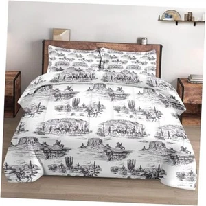 Size Comforter Set with 2 Pillowcase, American Desert Cowboy King Retro Horse - Picture 1 of 7