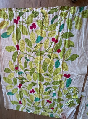 IKEA Stockholm Blad Зеленый Лист Красный Лен Хлопковая Смесь 2 Занавески Галстуки - Изображение 1 из 4