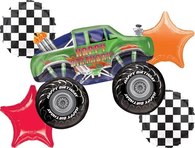 Monster Truck Suministros de Fiesta de Cumpleaños 5 piezas Globo Ramo Decoraciones, BQ_4213 Foto 1 de 4