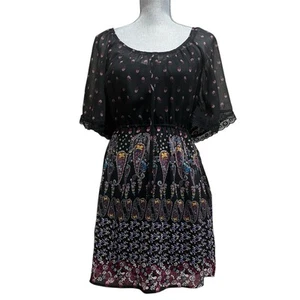 Wet Seal Dress S Floral Paisley Sheer Lace Boho Fairy Peasant Romantic Tulip Y2K - Picture 1 of 13
