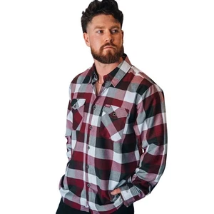 Camisa Dixxon Franela Southpaw Para Hombres Manga Larga Roja Negra Blanca A Cuadros Abotonada M - Imagen 1 de 7