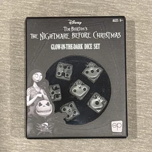 Disney Nightmare Before Christmas Oogie Boogie Glow in The Dark 6 dadi con latta nuovo - Foto 1 di 3