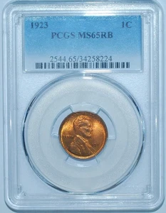 1923 PCGS MS65RB Red and Brown Lincoln Wheat Cent - Picture 1 of 2