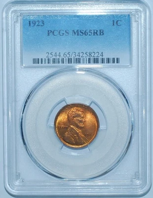 1923 PCGS MS65RB Red and Brown Lincoln Wheat Cent - Image 1 of 2