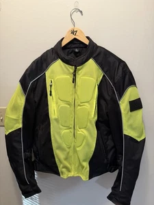 Viking Cycle Armored Motorcycle Jacket Mens Size XL High Vis Removable Liner EC - Picture 1 of 20