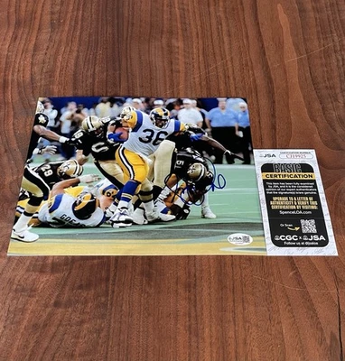 Foto 8x10 assinada por Jerome Bettis St. Louis Los Angeles Rams certificado de autenticidade JSA - Imagem 1 de 2