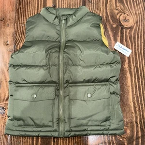 Old Navy Kids Puffer Vest 5T Dark Green Pockets Full Zip NWT - Picture 1 of 6