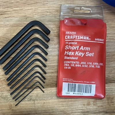 SEARS CRAFTSMAN 46802 SHORT HEX KEY SET 11 Piece STANDARD - USA  - Image 1 of 3