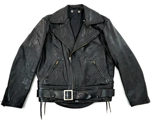 Chaqueta de cuero CAL LEATHER Perfecto US Vintage Officer Motociclista Harley 48 M - Imagen 1 de 4