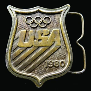 1980 USA Olympics Bergamot Brass Works Vintage Belt Buckle - Picture 1 of 4