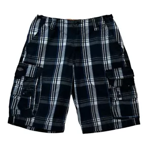 Vintage Lee Checked Cargo Shorts W29 Multi Colour Check Tartan Cotton Beach - Picture 1 of 16