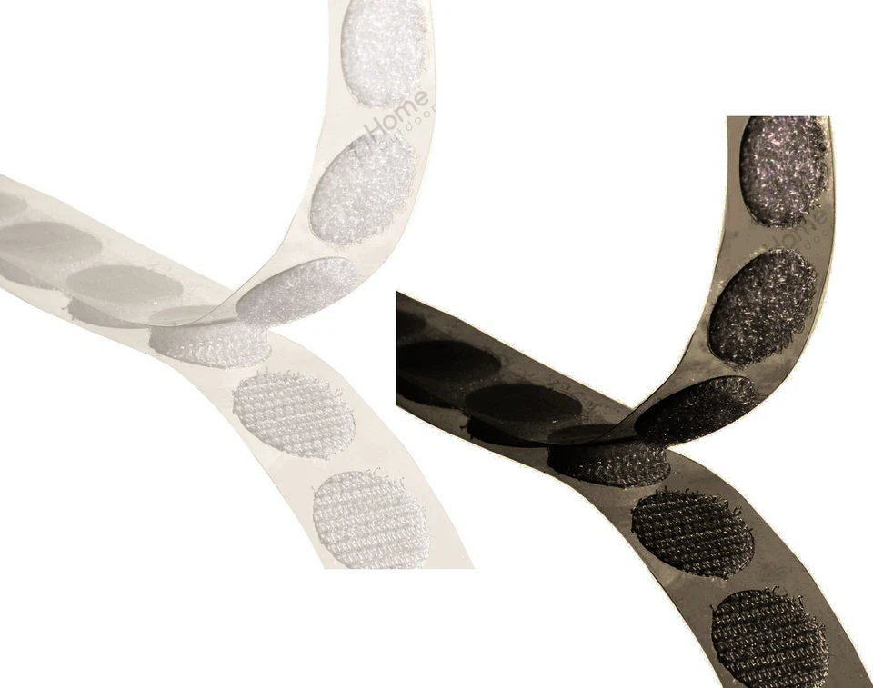 Hook & Loop coins discs dots sticky back self adhesive13mm 22mm White Black - Image 1 of 1