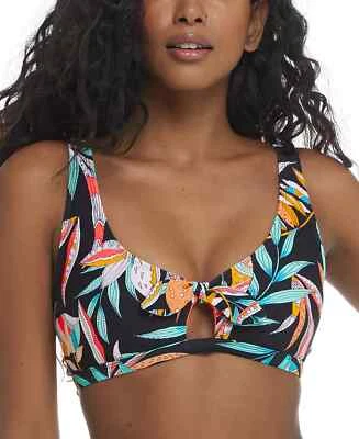 Body Glove 青少年热带叶子印花勺比基尼上衣 - 黑色 多 X 小号 — 第 1/3 张图片