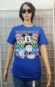 MICKEY MOUSE DISNEY VINTAGE WOMEN'S BLUE CREW NECK SHORT SLEEVE TSHIRT SIZE S - Picture 1 of 6