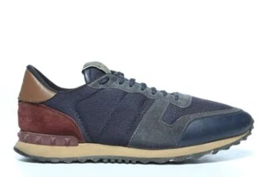 Tenis con cordones VALENTINO para hombre de capota baja marrón marino gamuza 9-42 - Imagen 1 de 6