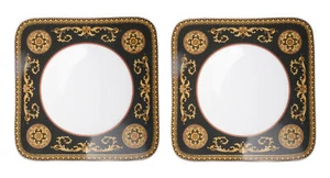 VERSACE BY ROSENTHAL MEDUSA RED SQUARE DINNER PLATE PAIR #409605-16227 BRAND NIB - Picture 1 of 2