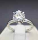2Ct Round Cut Vvs1 Moissanite Solitaire Engagement Ring Solid 14K White Gold